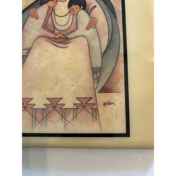 El Abrazo Artist G. E. Mullen Folk Art 8" Redware Ceramic Southwestern Tile 1983 - Picture 4 of 8